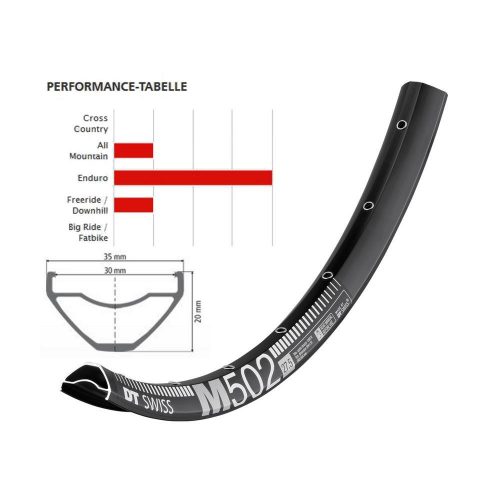 Abroncs Dt Swiss M 502 29" 32H Fekete  30Mm