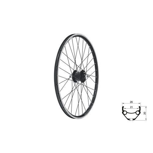 Fűzött első kerék KLS DRAFT Dynamo V-brake, 26", black